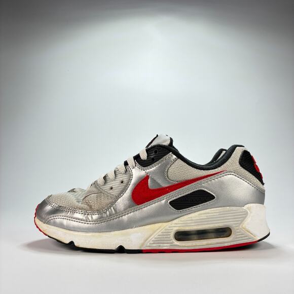 Nike Air Max 90 Icons Bullet Silver Red Running Shoes DX4233-001 Men\'s Size 8.5 main image 9